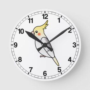Reloj Redondo Mediano Loro Cacatúa Caricaturesco con Patas Amarillas