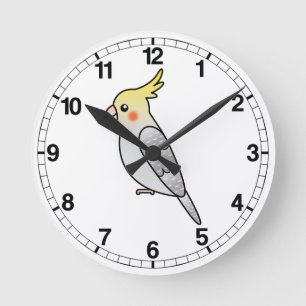 Reloj Redondo Mediano Loro Cacatúa de dibujos animados Perla Pájaro