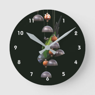 Reloj Redondo Mediano Loro Conure Cabeza Oscura Lindo