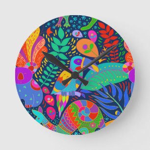 Reloj Redondo Mediano Loro de la selva australiana canguro koala
