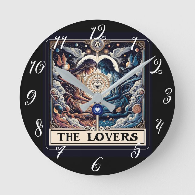 Reloj Redondo Mediano Los AMANTES Tarot Celestiales Hombres y Mujeres Ho (Anverso)