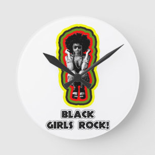 Reloj Redondo Mediano ¡Los Chicas negros rockean!