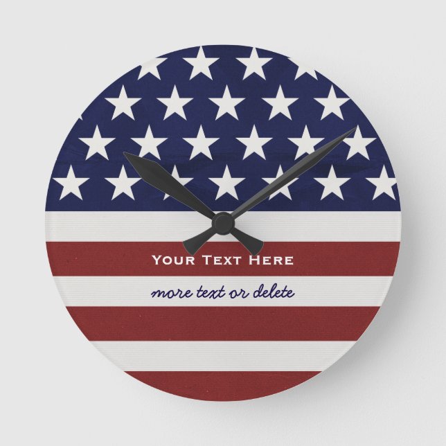 Reloj Redondo Mediano Los E.E.U.U. bandera americana personalizado (Anverso)