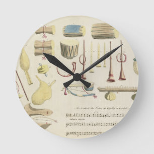 Reloj Redondo Mediano Los instrumentos musicales indios, platean 23 de