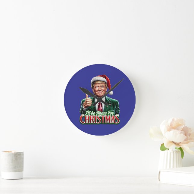 Reloj Redondo Mediano Los Navidades de Donald Trump en Santa Hat (Hogar)