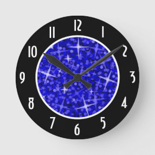 Reloj Redondo Mediano Los "números negros azul marino" del Glitz