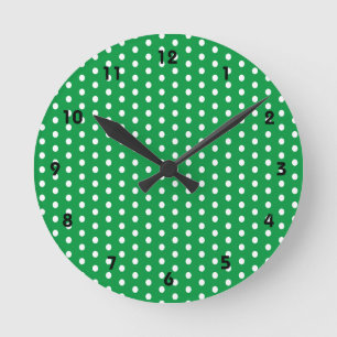 Reloj Redondo Mediano Los puntos blancos de Polka Dots Kelly Green