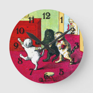 Reloj Redondo Mediano Los Tres Pequeños Gatitos