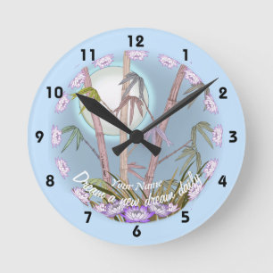 Reloj Redondo Mediano Loto de Bambú Luna