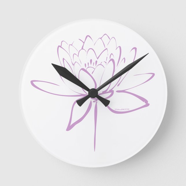 Reloj Redondo Mediano Lotus Calligraphy (Lavender) (Anverso)