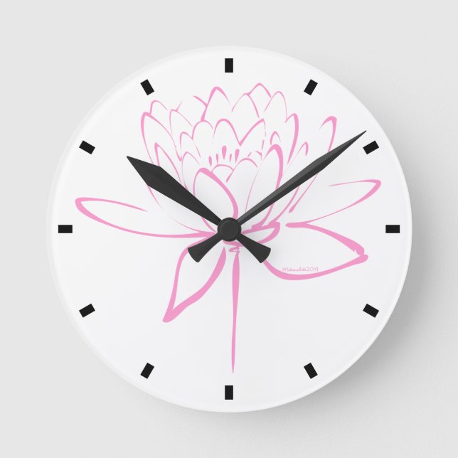 Reloj Redondo Mediano Lotus Flower Calligraphy (Anverso)