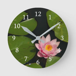 Reloj Redondo Mediano Lotus rosado Waterlily