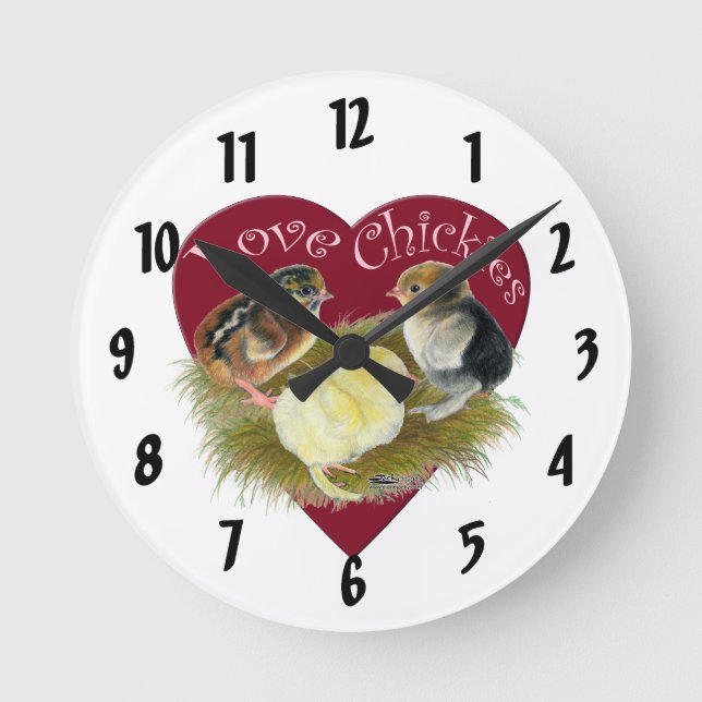 Reloj Redondo Mediano Love Chickies (Anverso)