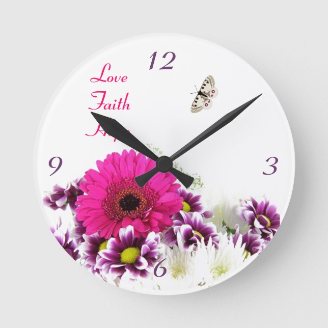 Reloj Redondo Mediano Love~Faith~Hope Wall Clock (Anverso)