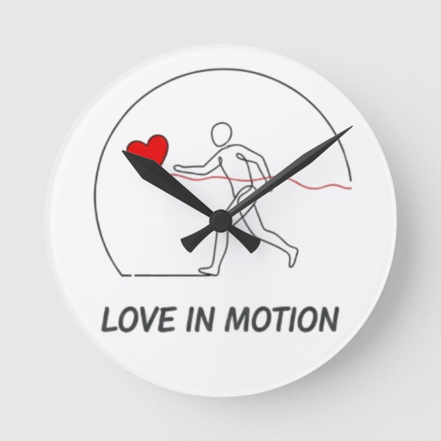 Reloj Redondo Mediano Love In Motion Minimalist Line Art Slogan Tee (Anverso)