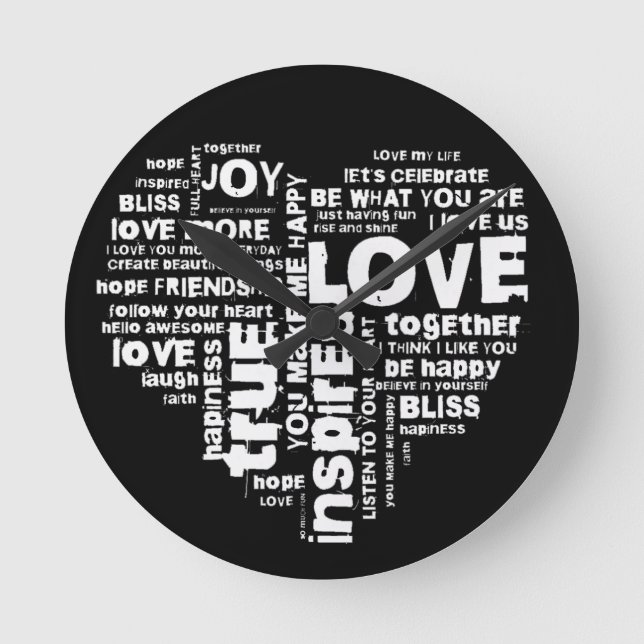 Reloj Redondo Mediano Love Joy Inspiration Words Valentine Day Throw P (Anverso)