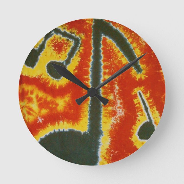 Reloj Redondo Mediano Love Music Notes Tie Dye (Anverso)