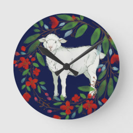 Reloj Redondo Mediano Love One Another | Lamb & Floral Wall Clock