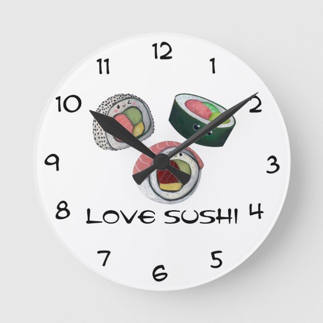 Reloj Redondo Mediano Love Sushi (Anverso)