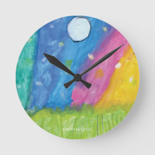 Reloj Redondo Mediano Luces boreales - Arte infantil para CHOC