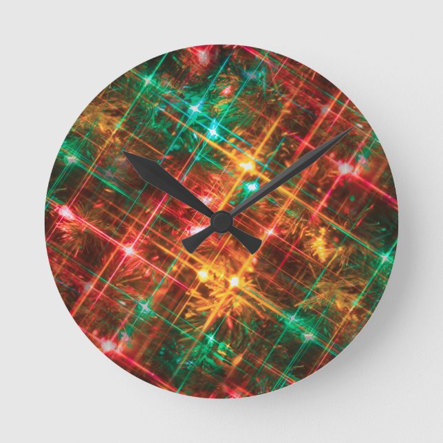 Reloj Redondo Mediano luces de árbol de navidad (Anverso)