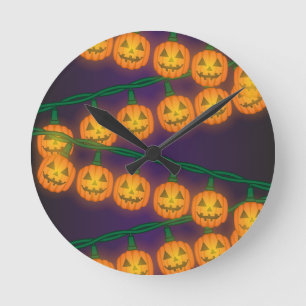 Reloj Redondo Mediano Luces de Calabaza de Jack