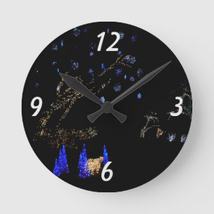 Reloj Redondo Mediano Luces de Invierno Mágico Azules y Blancas de Fiest