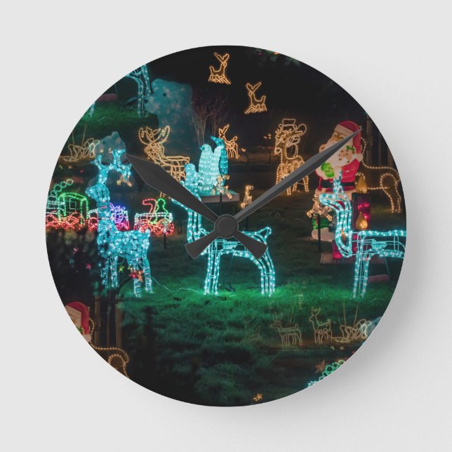 Reloj Redondo Mediano Luces de navidad (Anverso)
