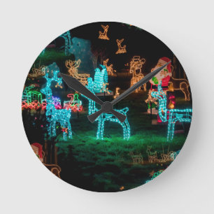Reloj Redondo Mediano Luces de navidad