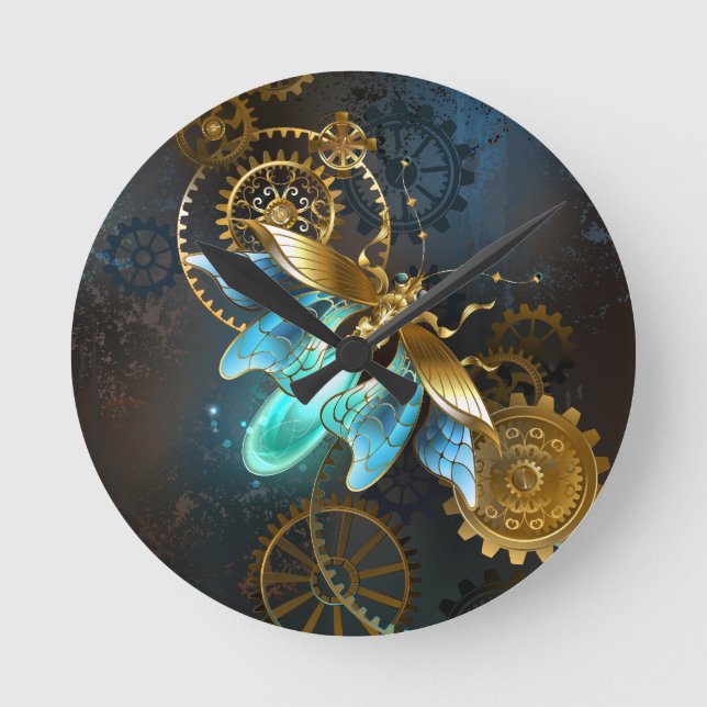 Reloj Redondo Mediano Luciérnaga de Steampunk (Anverso)