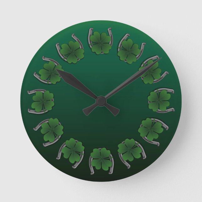 Reloj Redondo Mediano Lucky Clock St. Patrick's Lucky Charm Wall Clock (Anverso)