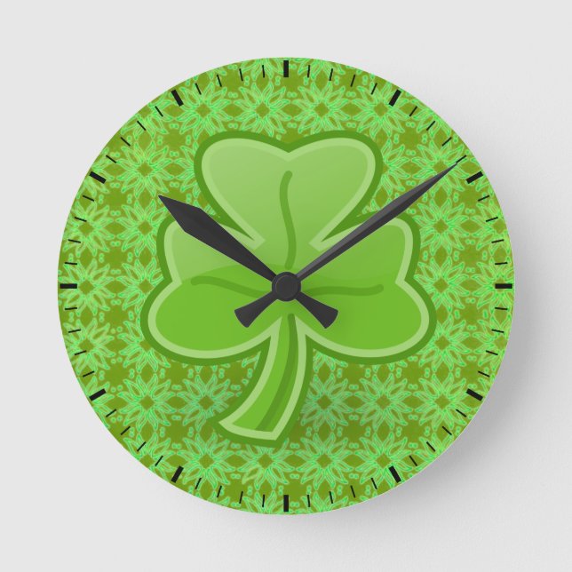 Reloj Redondo Mediano Lucky Shamrock (Anverso)