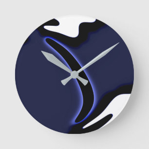 Reloj Redondo Mediano Luna Azul: Resumen azul, blanco y negro