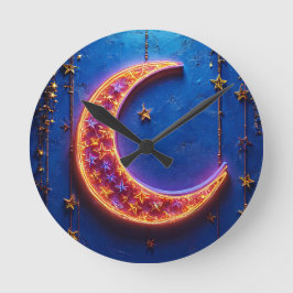 Reloj Redondo Mediano Luna creciente brillante