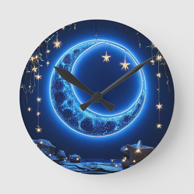 Reloj Redondo Mediano Luna creciente brillante (Anverso)