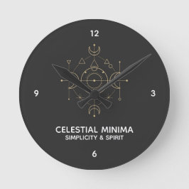 Reloj Redondo Mediano Luna Creciente Mínima y Arte de Línea Solar - Esti