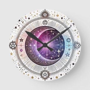 Reloj Redondo Mediano Luna de astrología zodiaca