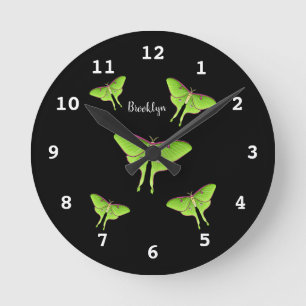 Reloj Redondo Mediano Luna Moth cartoon illustration