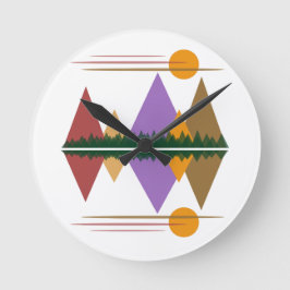 Reloj Redondo Mediano Luna Sobre Las Montañas #4