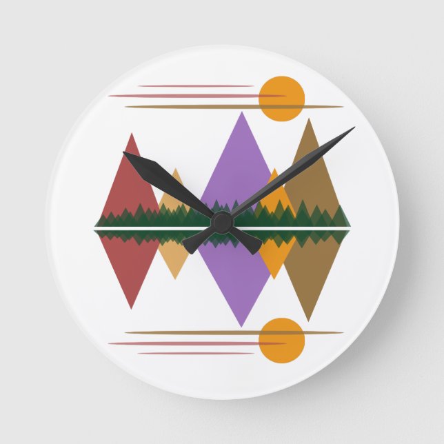 Reloj Redondo Mediano Luna Sobre Las Montañas #4 (Anverso)