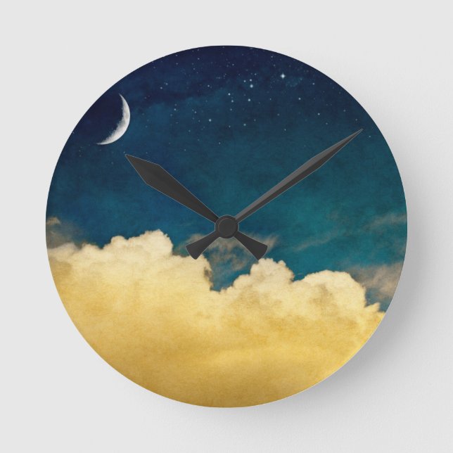 Reloj Redondo Mediano Luna y Cloudscape (Anverso)
