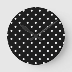 Reloj Redondo Mediano Lunares Blancos Y Negros