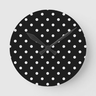 Reloj Redondo Mediano Lunares Blancos Y Negros