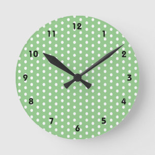 Reloj Redondo Mediano Lunares puntos blancos Salvia