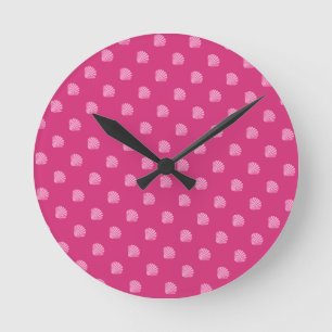 Reloj Redondo Mediano Lunares rosados - Conchas marinas -