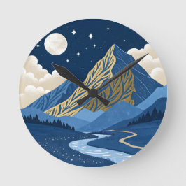 Reloj Redondo Mediano Luz de Luna en la Montaña