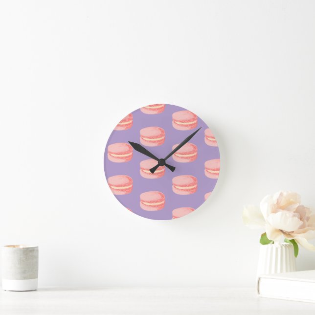 Reloj Redondo Mediano Macarrones rosados (Hogar)