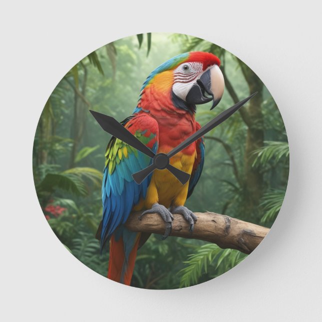 Reloj Redondo Mediano Macaw Parrot (Anverso)