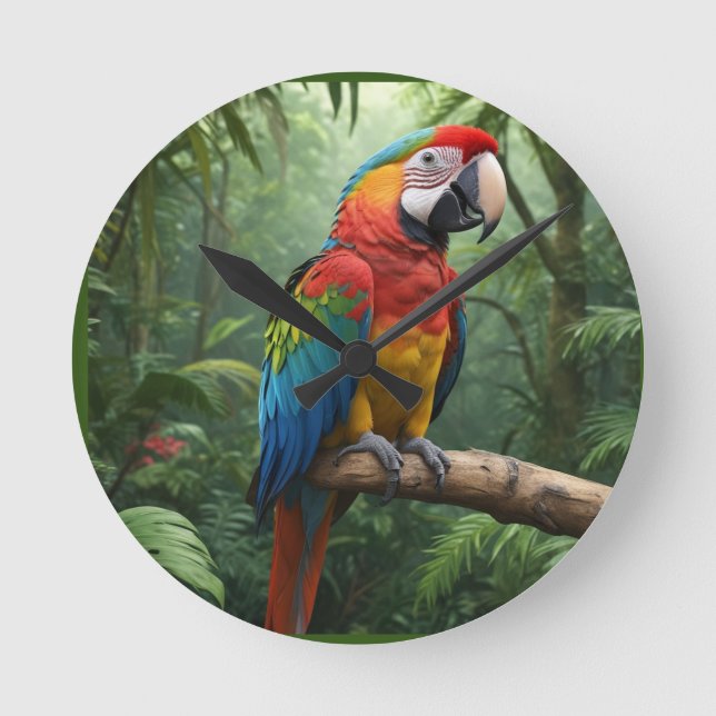 Reloj Redondo Mediano Macaw Parrot (Anverso)