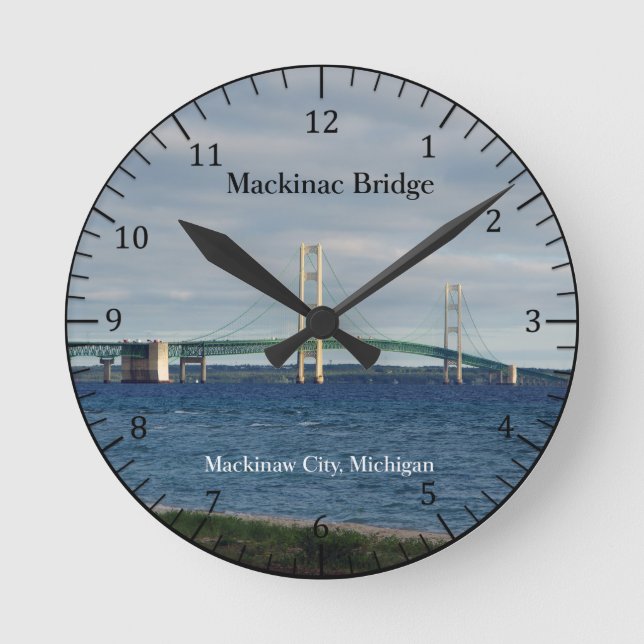 Reloj Redondo Mediano Mackinac Bridge Mackinaw city clock (Anverso)